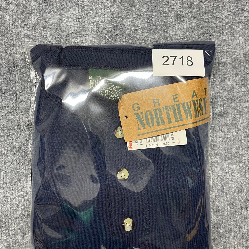 Great Northwest Henley Shirt Mens Large Navy Blue Long Sleeve Cotton Outdoor - Picture 8 of 8